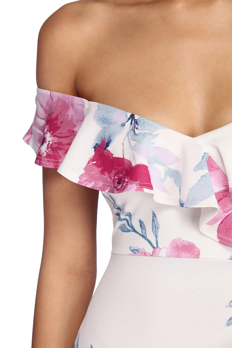 Ruffled Floral Mini Dress