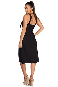 Button Up Ruffles Midi Dress