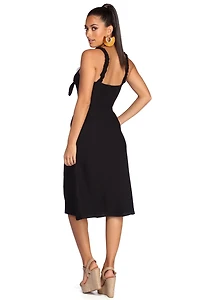Button Up Ruffles Midi Dress
