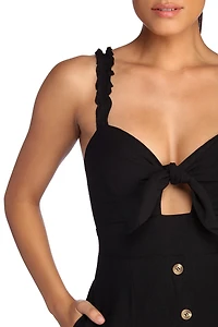 Button Up Ruffles Midi Dress