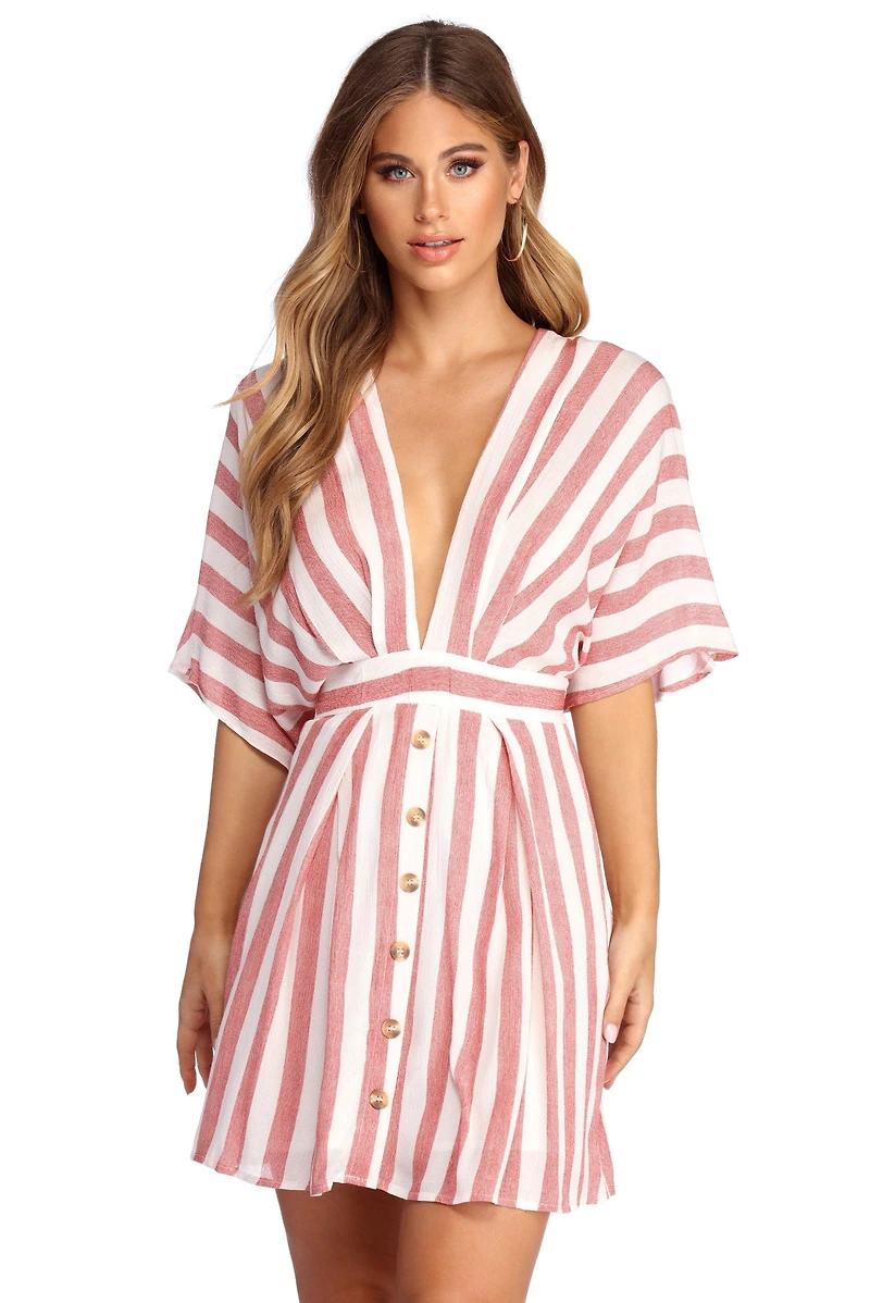 Buttoned Up Stripes Dress