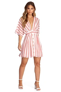 Buttoned Up Stripes Dress
