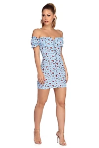 Smocked Florals Mini Dress