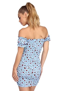Smocked Florals Mini Dress