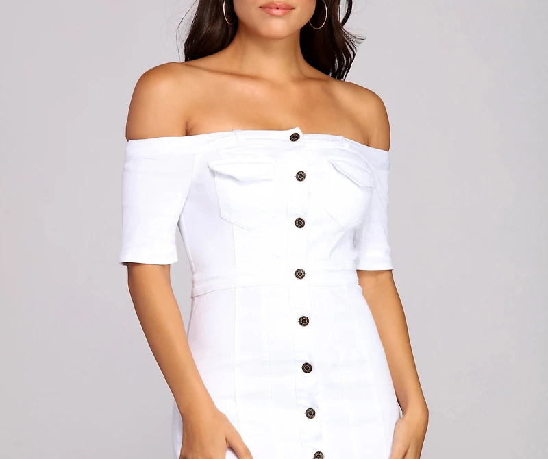 On The Button Denim Dress