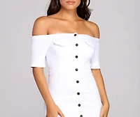 On The Button Denim Dress