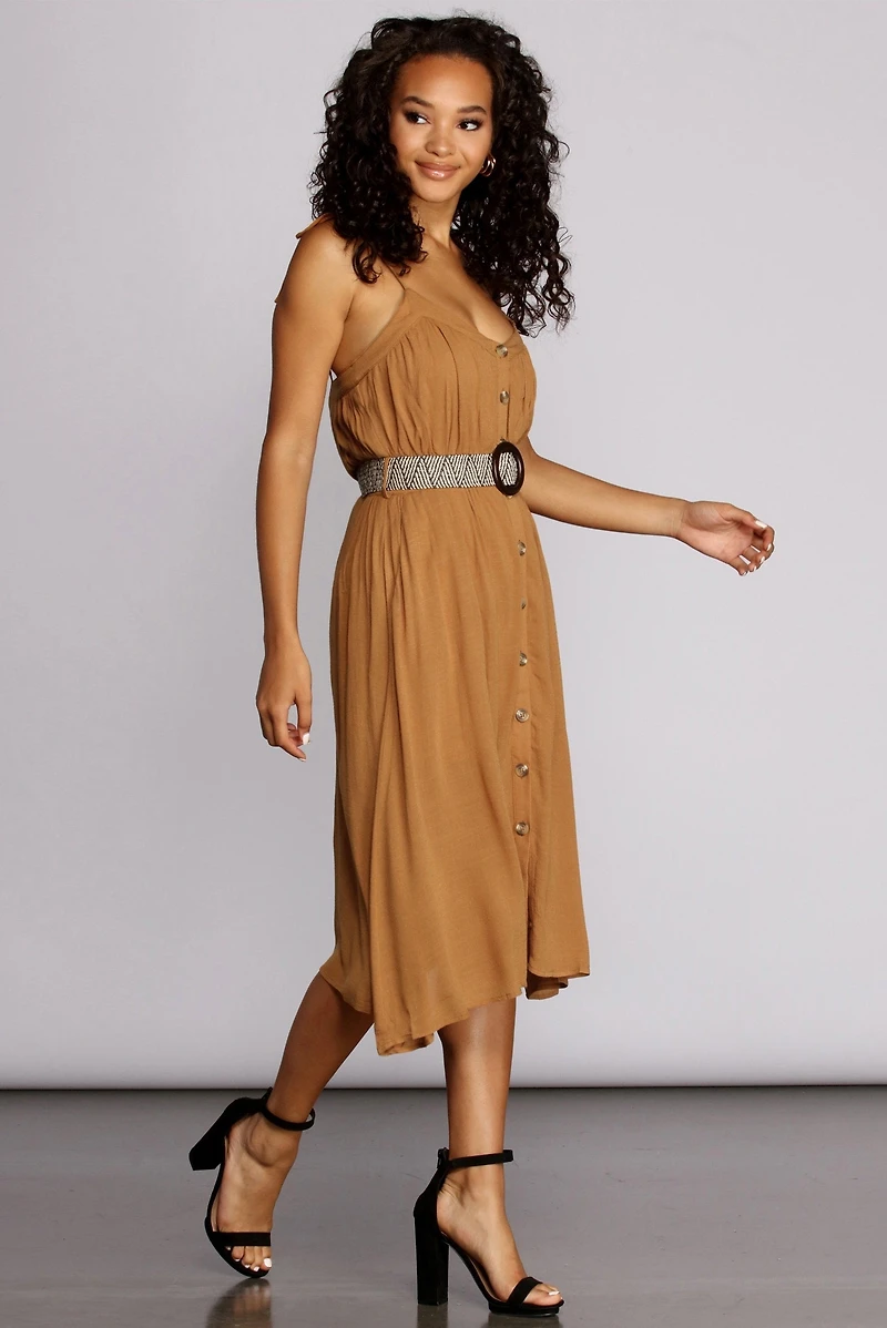 Beautifully Buttoned Midi Dress