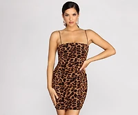 Leopard Mesh Mini Dress