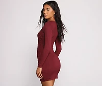 Break The Rules Ruched Knit Mini Dress