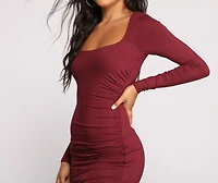 Break The Rules Ruched Knit Mini Dress