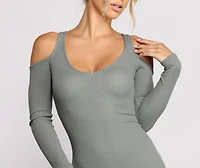 What's The Scoop Cutout Ribbed Knit Mini Dress