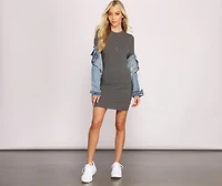 Casual Vibes Button Down Ribbed Mini Dress