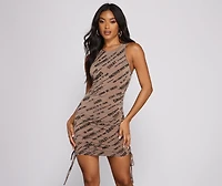 Good Vibes Word Screen Ruched Dress