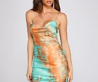 Trendy Tie-Dye Satin Mini Dress