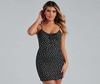 Floral Fever Ribbed Knit Mini Dress
