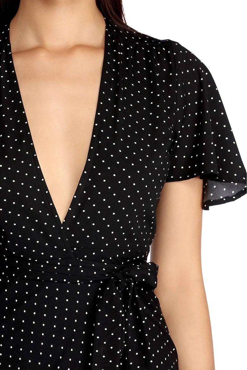 Polka Dot High Low Wrap Dress