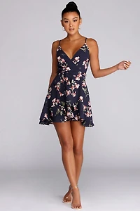 Wrapped Florals Skater Dress