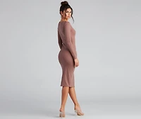 Cute As A Button V-Neck Midi Dress
