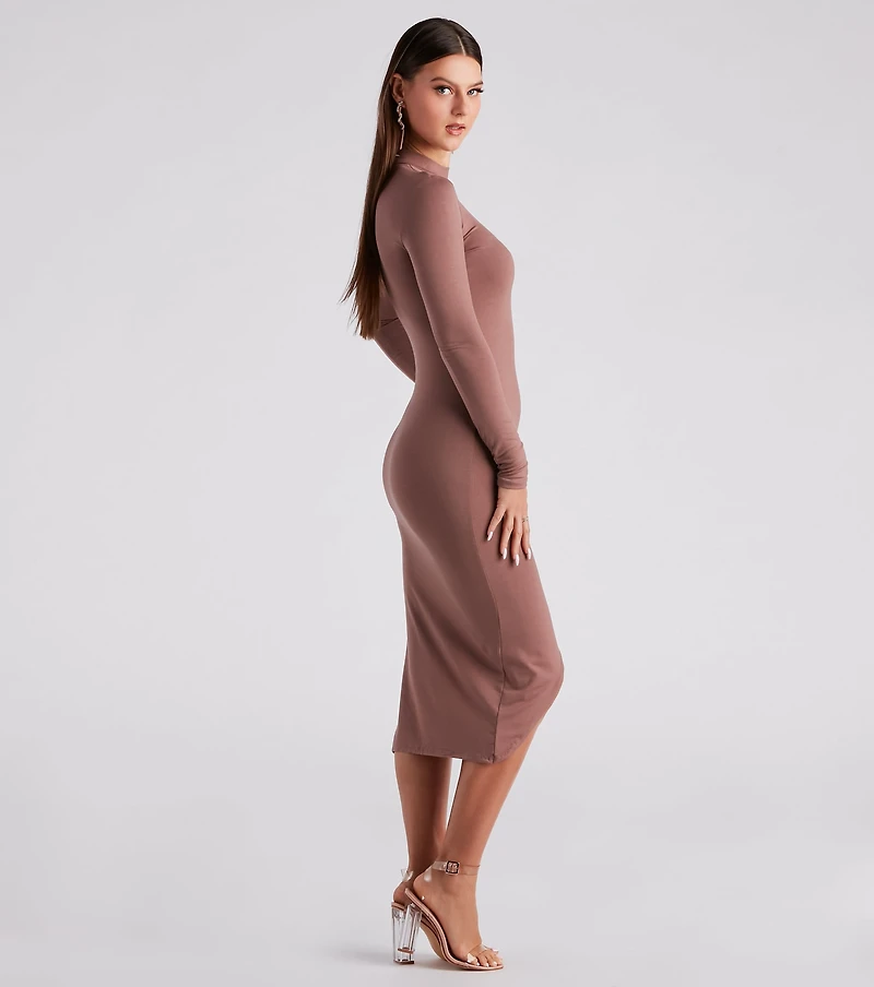 A Casual Slay Ruched Midi Dress