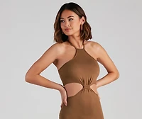 Knott Love Halter Cutout Midi Dress