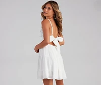 Let It Flow Crochet V-Neck Skater Dress