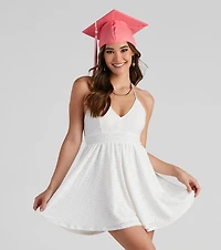 Brunch Vibes Eyelet Skater Dress