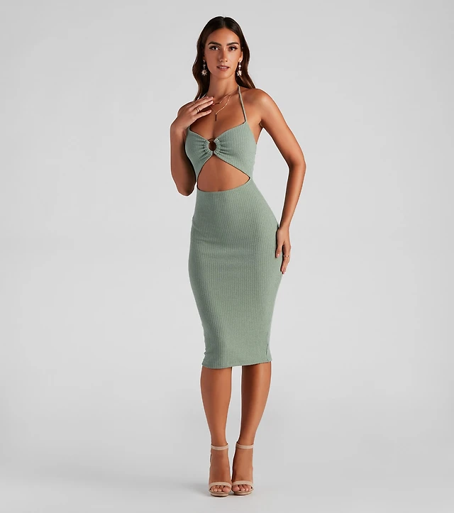 angel sleeve o ring cutout maxi dress Abercrombie & Fitch Angel Sleeve O-Ring Cutout Maxi Dress