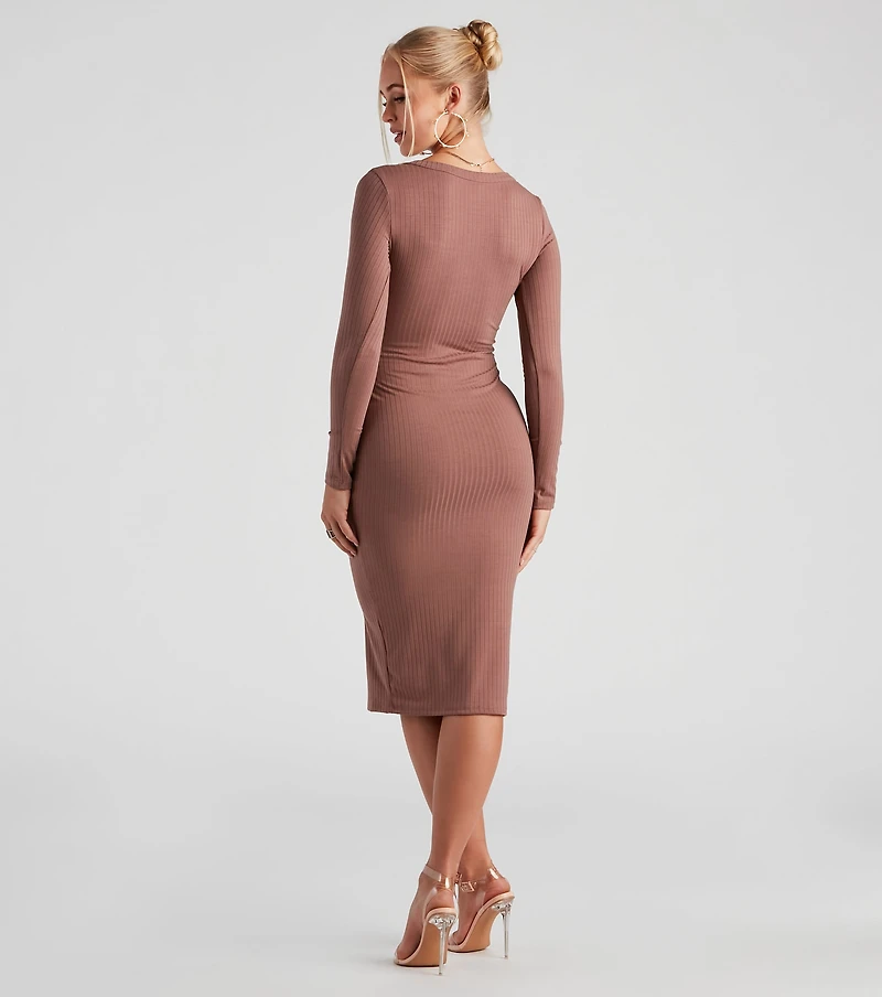 Step It Up Henley Knit Midi Dress