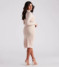 On A Roll Turtleneck Midi Dress