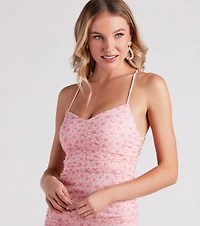 Dream Look Floral Ruched Mini Dress
