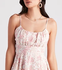 Sweet And Cute Floral Ruffle Short Dress