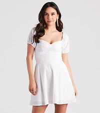 What A Sight Eyelet Lace Lace-Up Dress