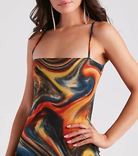 True Colors Marble Print Mini Dress