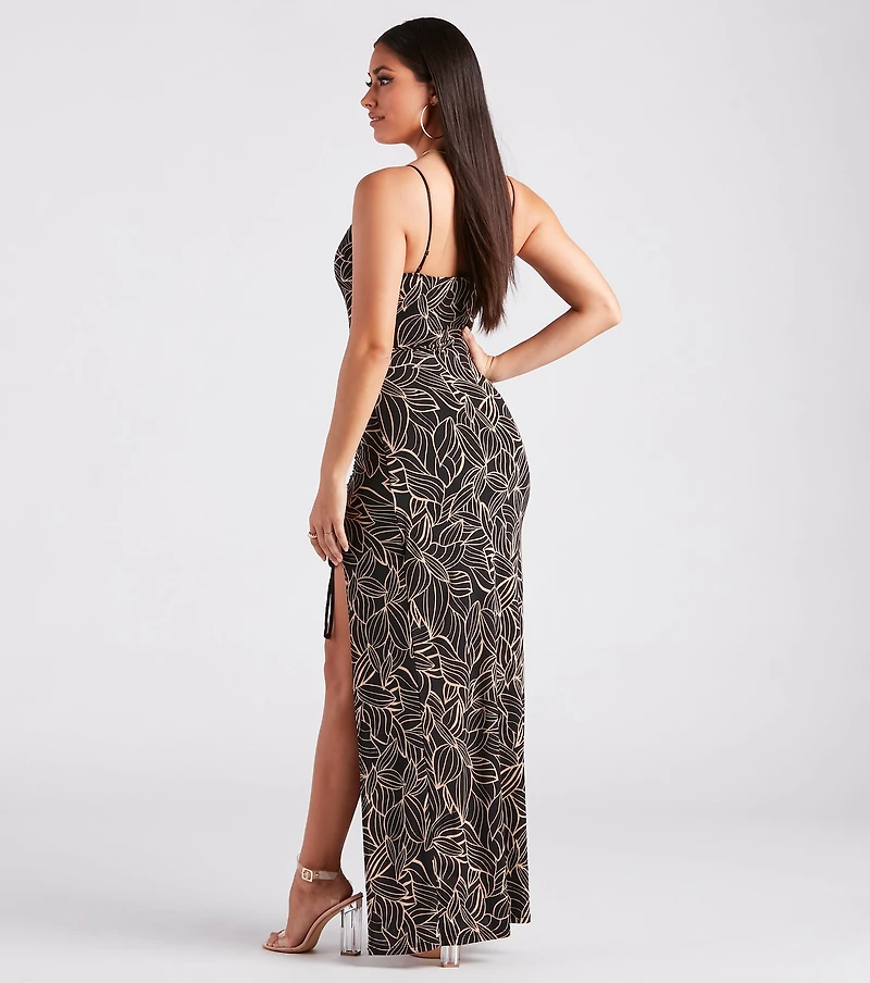 Dinner With A View Tropical Slit Maxi Dress