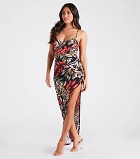 Vacation Mode Tropical Print Maxi Dress