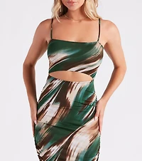 Stand Out Marble Print Cutout Midi Dress