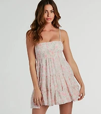 Lively Elegance Smocked Floral Babydoll Dress