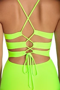 Lace Up Neon Mini Dress
