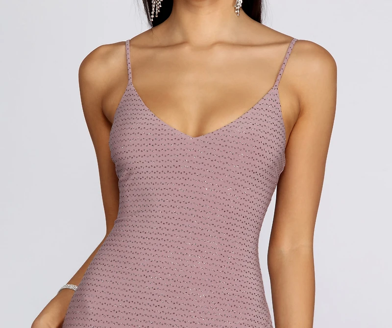 Glitter Wrap Knit Mini Dress