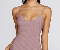 Glitter Wrap Knit Mini Dress