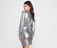 Metallic Minx Wrap Mini Dress