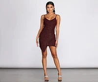 Glitter Wrap Knit Mini Dress