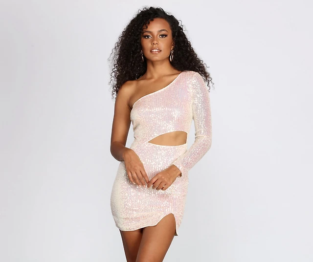 open lace back dress Sequin Mini Dress Silver / Xs main image 0