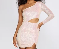 Sequin One Shoulder Mini Dress