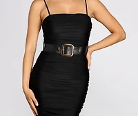 Belted Beauty Ruched Midi Dress