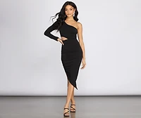 Pick A Side One Shoulder Mini Dress