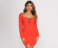 Picking Up On A Vibe Ruched Tie Front Mini Dress
