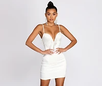 Absolutely Speechless  Rhinestone Fringe Satin Mini Dress