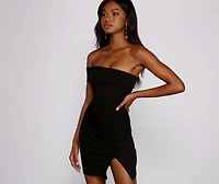 Ready To Ruche Off The Shoulder Mini Dress
