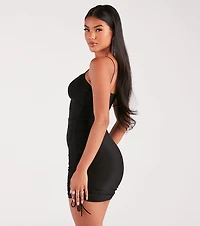 Major Sweetheart Ruched Mini Dress